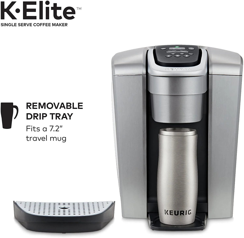 Keurig K-Elite Single Serve K-Cup Pod Coffee Maker, Brushed Silver, 3-Month Maintenance Kit, 7 Count