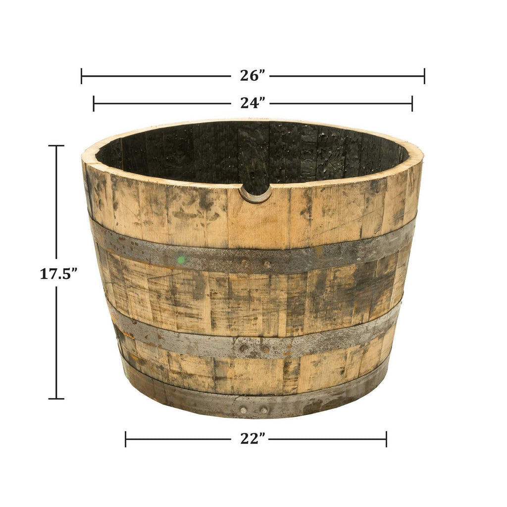Real Wood Products Half Oak Barrel Planter - 17.5in x 22.5in x 26in