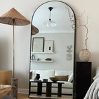 Arched Full-Length Wood Floor Mirror, Black Or Gold, 65x22/71x24/71x28/71x32