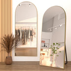 Arched Full-Length Wood Floor Mirror, Black Or Gold, 65x22/71x24/71x28/71x32