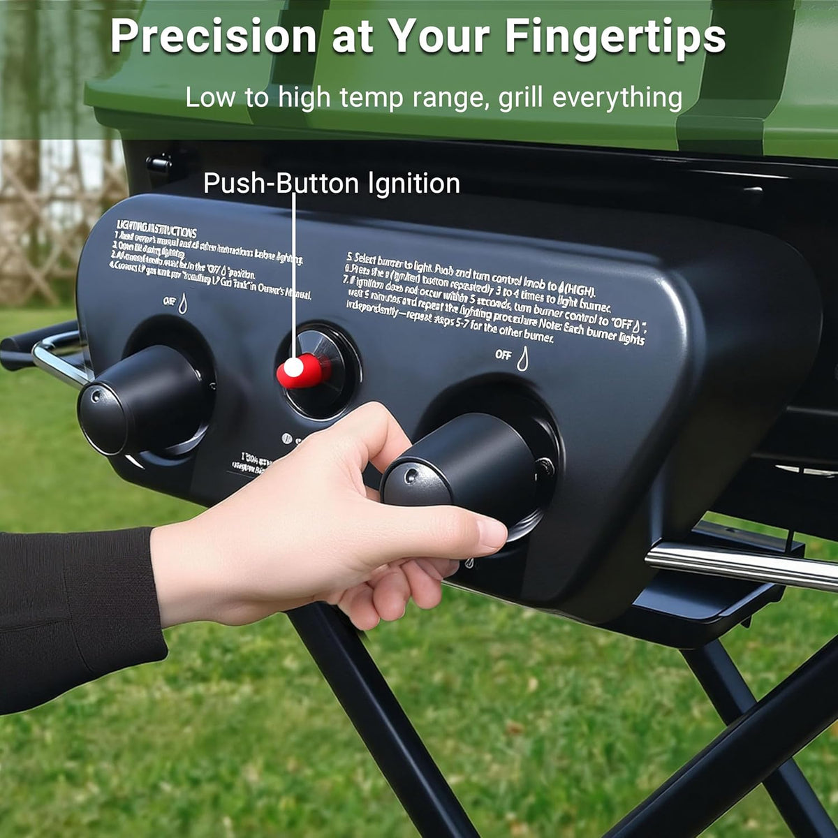 Brand-Man Portable Propane Gas Grill With Folding Cart And Push-Button Ignition