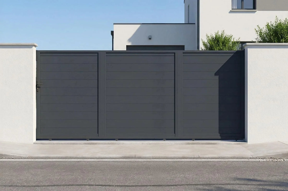 Casanoov Aluminum Swing Gate 392 cm x 161 cm Anthracite Gray RAL 7016 - KIT-000024