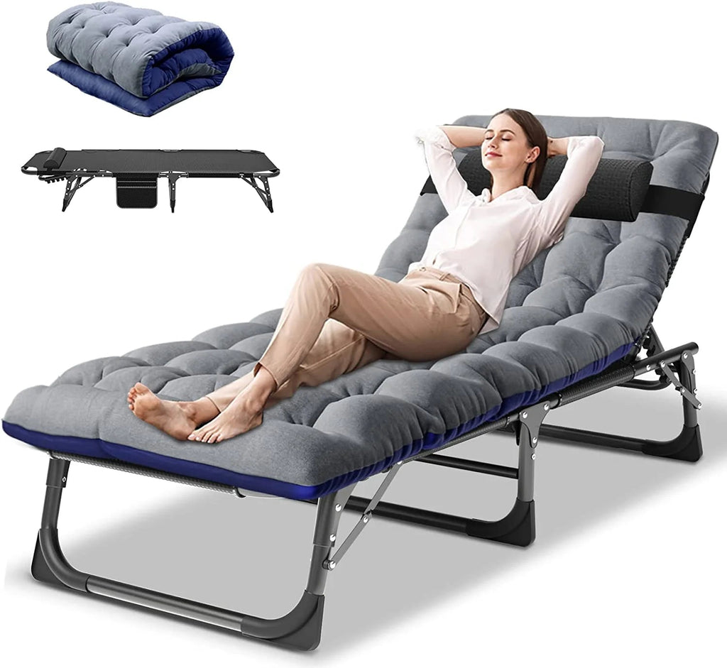 Slsy 5-Position Adjustable Folding Lounge Chair And Cot - 75.2" x 25.6" x 11.8"