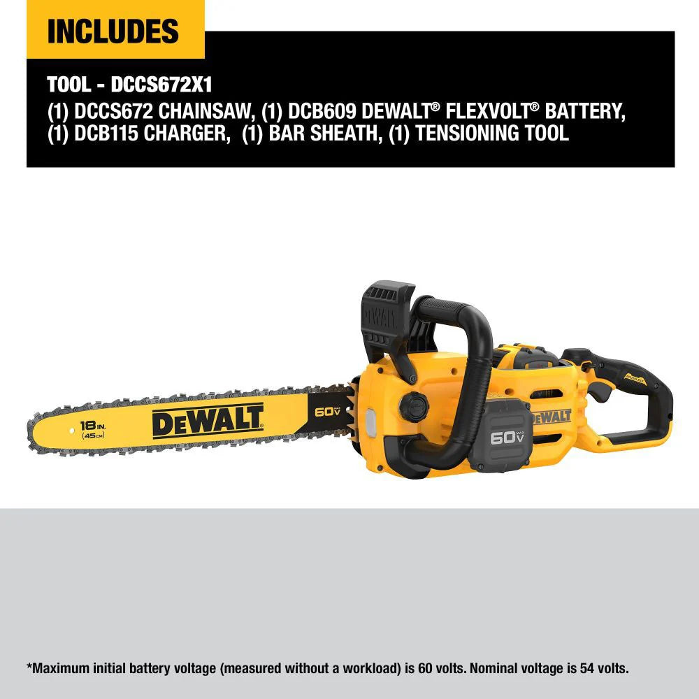 60V MAX 18 Inch Brushless Cordless Chainsaw Kit - DCCS672X1
