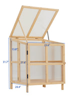 Youmumeub Wooden Cold Frame Greenhouse With 2-Tier Raised Garden Planter And Polycarbonate Panels - Foldable, Natural Wood