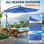Sweetcrispy 9.8FT Offset Patio Umbrella With Easy Tilt Adjustment, 8 Ribs, Blue