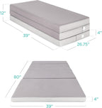Best Choice Products Queen-Size 4in Tri-Fold Foam Mattress With Carry Case - Grey