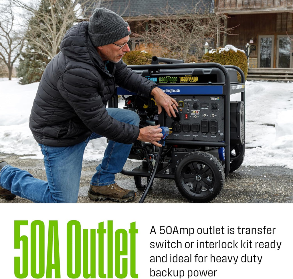 Westinghouse Tri-Fuel Portable Generator 18 000 Peak Watt - WGen14500TFc