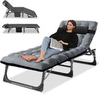 Slsy 5-Position Adjustable Folding Lounge Chair And Cot - 75.2" x 25.6" x 11.8"