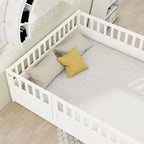 Montessori Children's Floor Bed With Support Slat, Twin / Full, Pine And Plywood