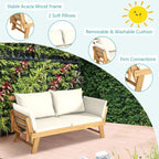 Acacia Wood Outdoor Convertible Daybed With Adjustable Armrests