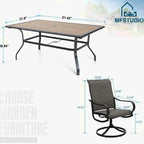 8-Piece Patio Dining Set With Umbrella And 6 Sling Dining Swivel Chairs