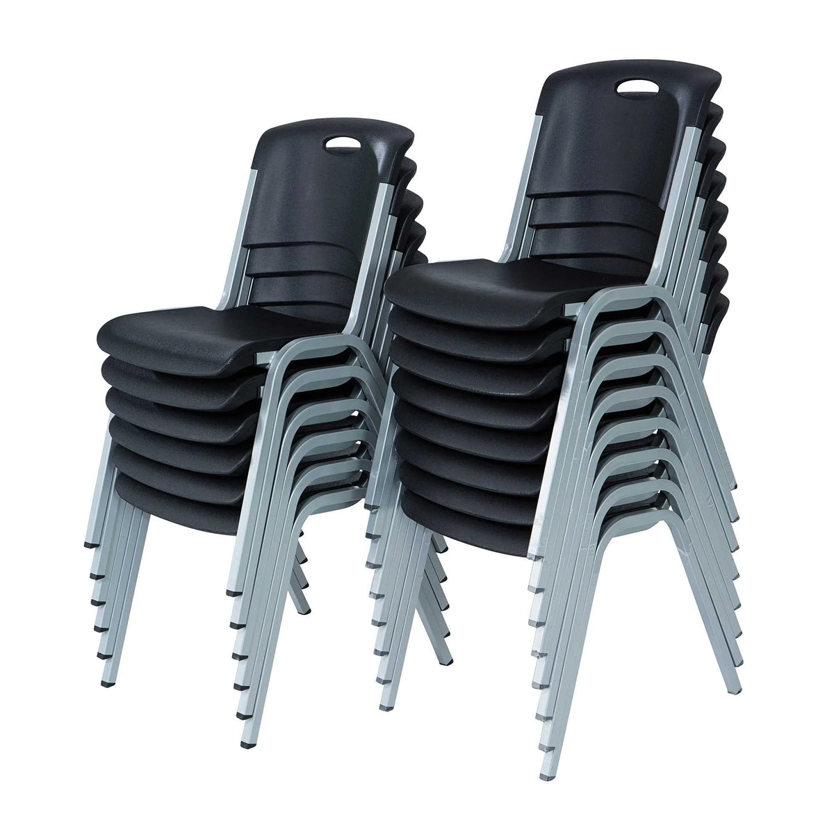 Lifetime Steel-Framed Indoor/Outdoor Commercial Grade Stacking Chairs, Black & Silver, Set Of 14 - 80569