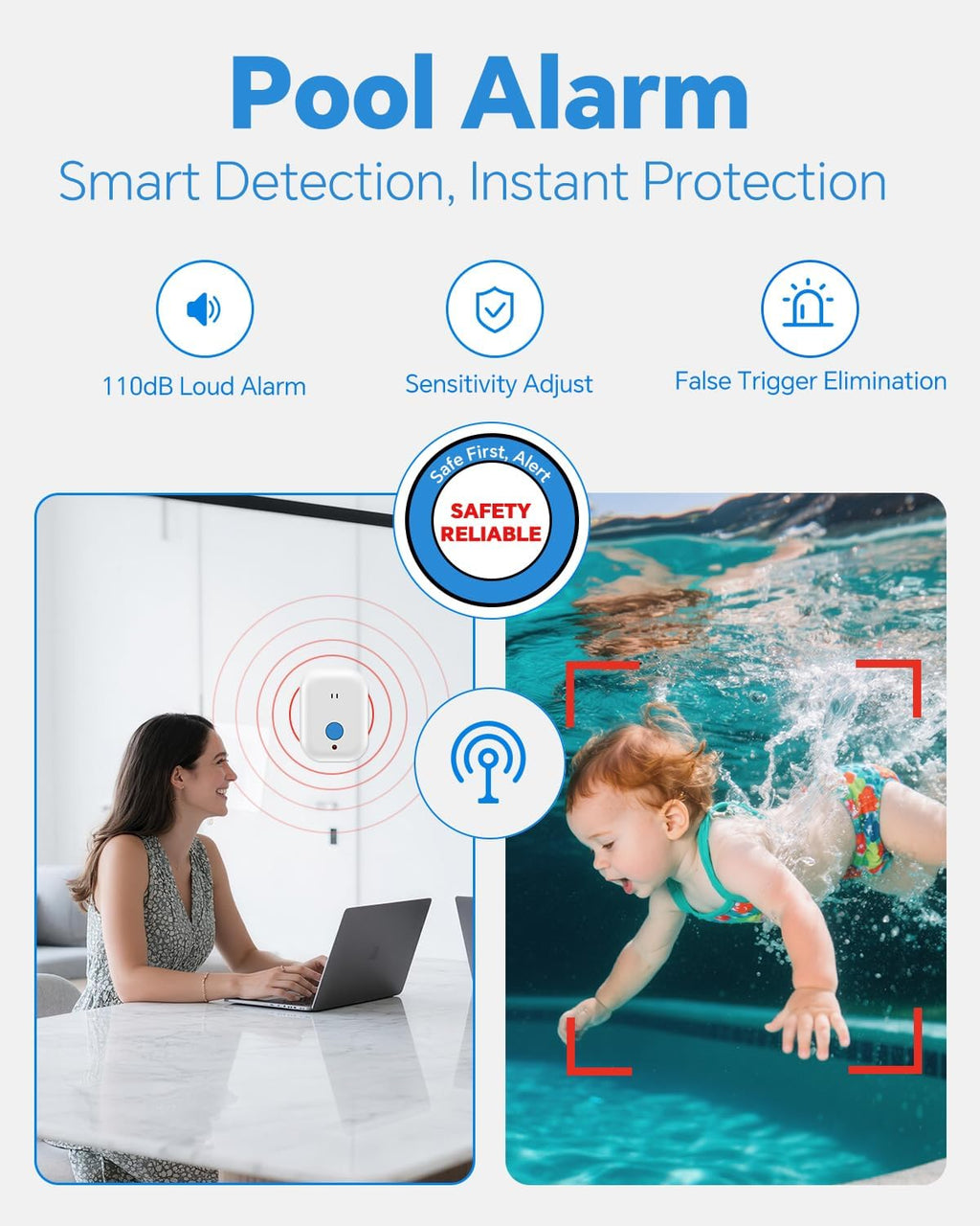 Floating Pool Safety Alarm - 110dB Alert