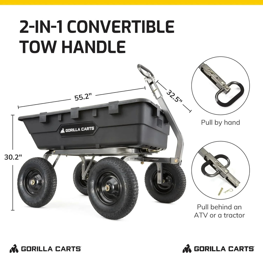 Gorilla Carts Utility Dump Wagon 6 Cubic Feet 1200 lb Capacity Black - GOR6PS