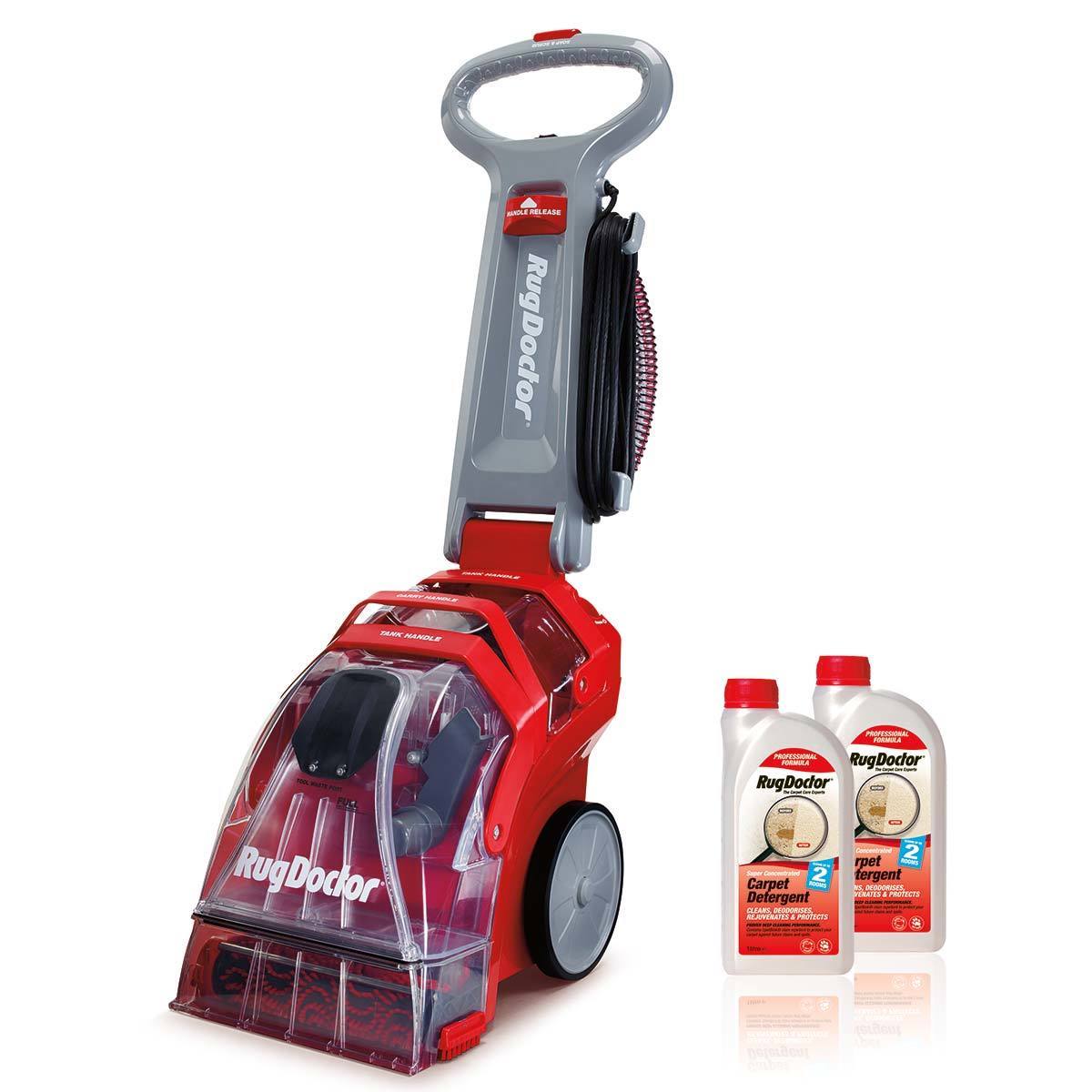 Deep Carpet Cleaner, 3.8L, 1300W, Red, With 2 x 1L Carpet Detergent - Option 2