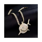 Shark Pendant Necklace With 20in Cuban Link Chain, 13mm Width