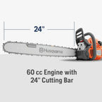 60.3cc 3.6-HP 2-Cycle Gas Chainsaw With 24-Inch Bar - 460