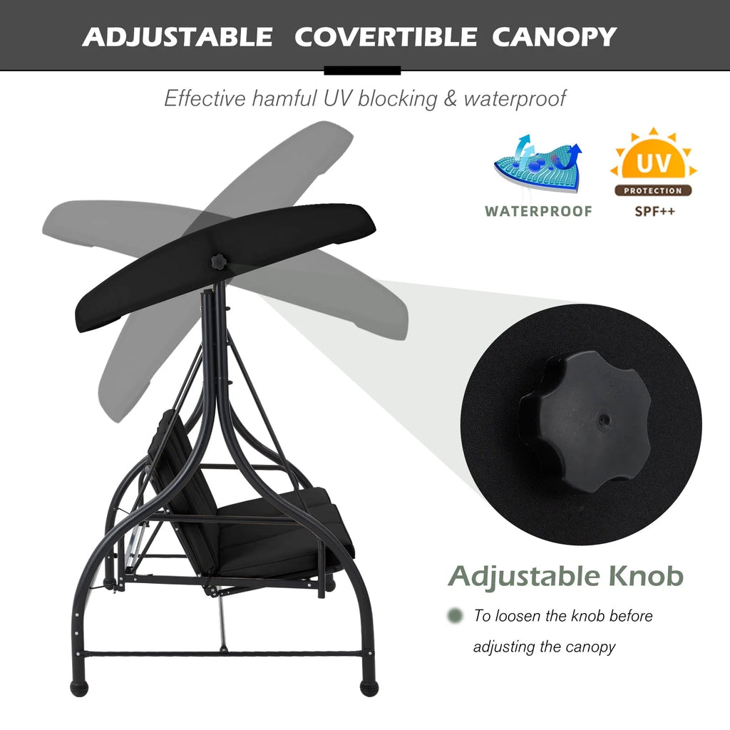 AECOJOY 3-Person Steel Canopy Porch Swing Glider Hammock
