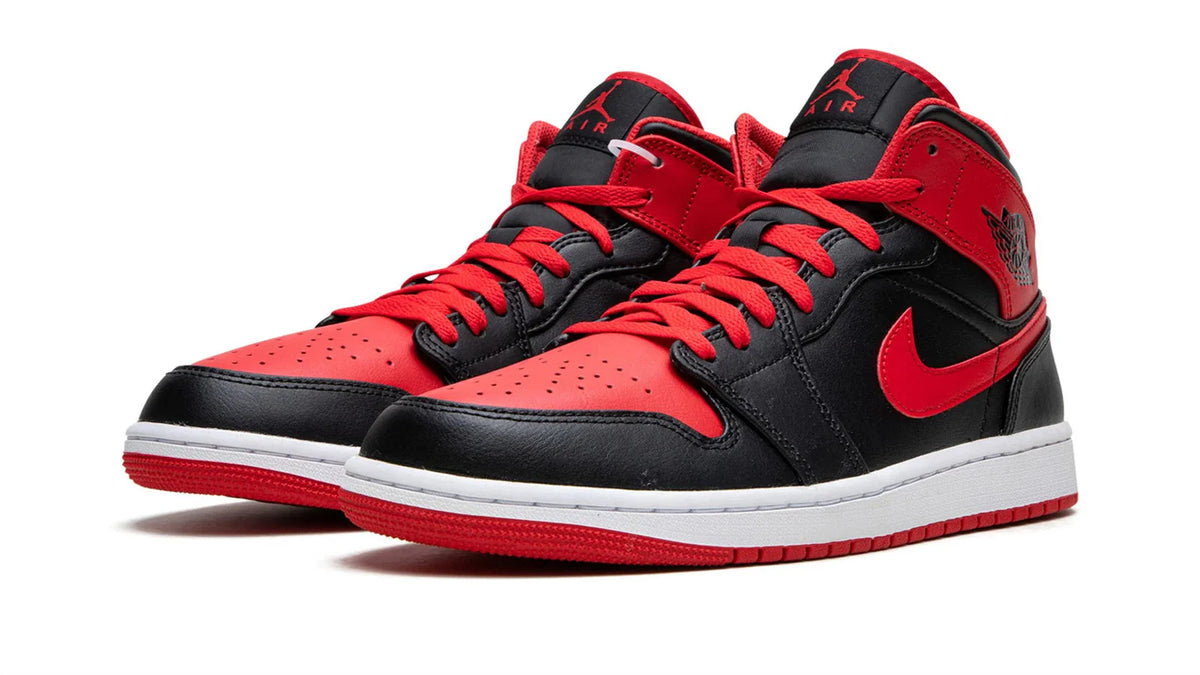 Air Jordan 1 Mid Alternate Bred Fire Red/Black Sneakers