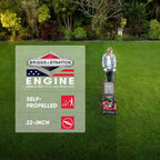 PowerSmart Self-Propelled Gas Lawn Mower 22-Inch 140cc Briggs & Stratton E550 Engine - 3-In-1 Rear-Wheel Drive