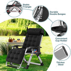NAIZEA Zero Gravity Chair With Removable Cushion, Cup Holder, and Black Color