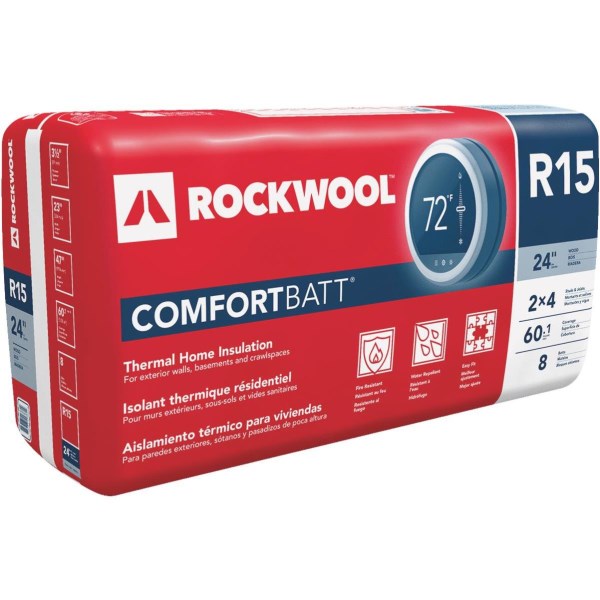 Rockwool Stone Wool Insulation R-15 24 In. x 47 In. 8-Pack - Comfortbatt