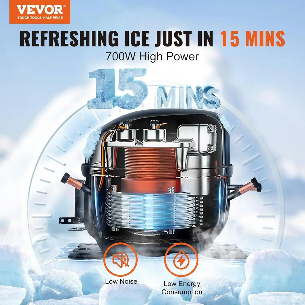 VEVOR Commercial Ice Maker 360 lbs/24h With 330.7 lbs Storage Bin