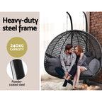 Gardeon Hanging Pod Chair With Stand And Cushion, 2 Seater, Grey