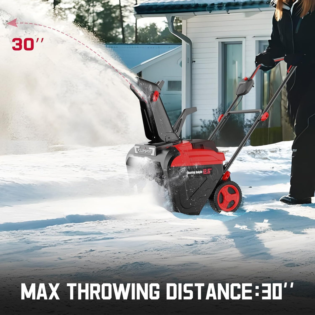 PowerSmart 40V Cordless Snow Blower 21in Cleaning Width / 6in Cleaning Depth - LED Light