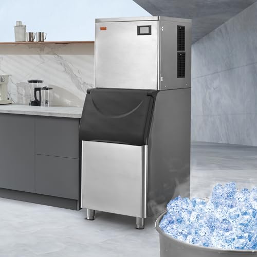 VEVOR Commercial Ice Maker 360 lbs/24h With 330.7 lbs Storage Bin