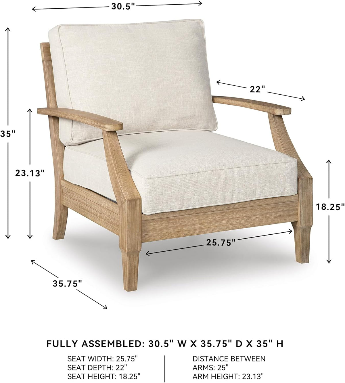 Signature Design by Ashley Clare View Outdoor Patio Eucalyptus Sofa With Cushions, Beige