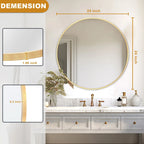 Round Bathroom Vanity Mirror, 24x24 / 36x36, Black, Brushed Gold or Silver