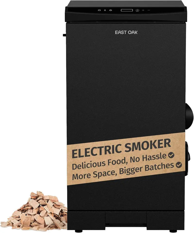 East Oak 30-Inch Outdoor Electric Smoker With Built-In Meat Probe And Side Loader