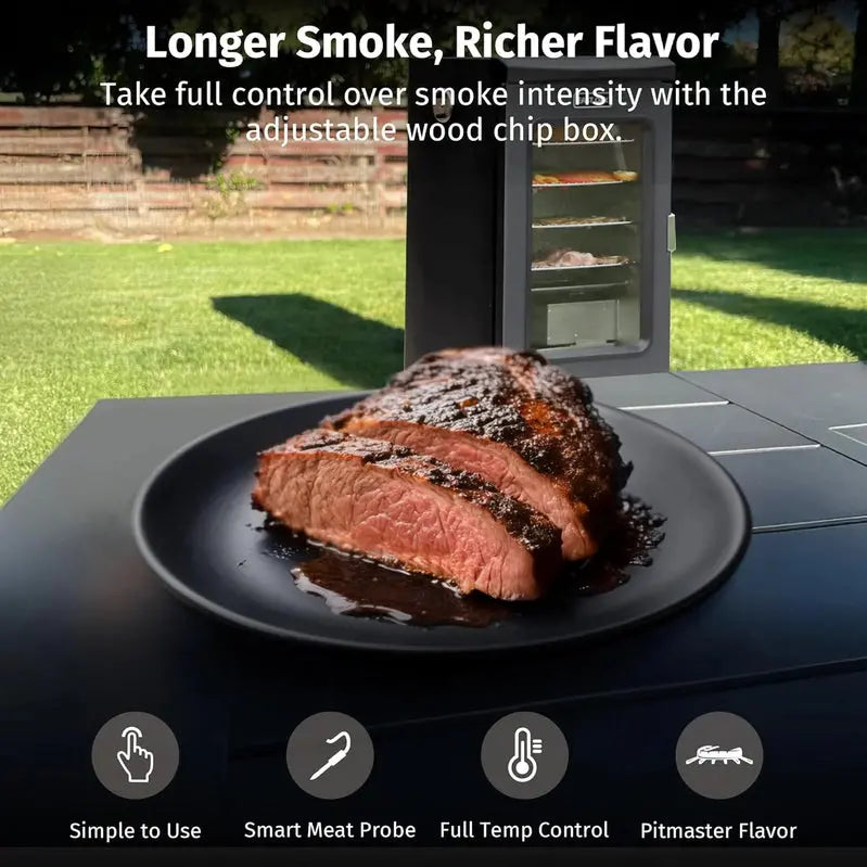East Oak 30-Inch Outdoor Electric Smoker With Built-In Meat Probe And Side Loader
