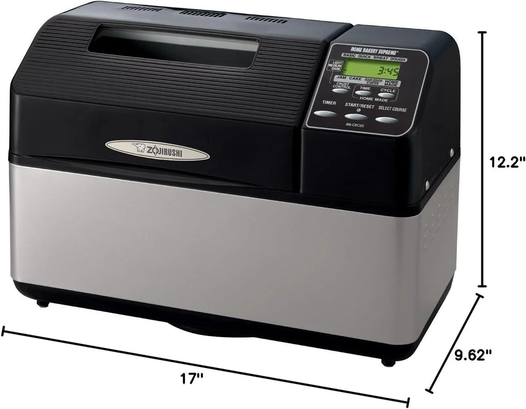 Zojirushi Home Bakery Supreme Breadmaker, 2-Pound, Black, 8.5in D x 16.87in W x 12.25in H