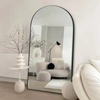 Arched Full-Length Wood Floor Mirror, Black Or Gold, 65x22/71x24/71x28/71x32