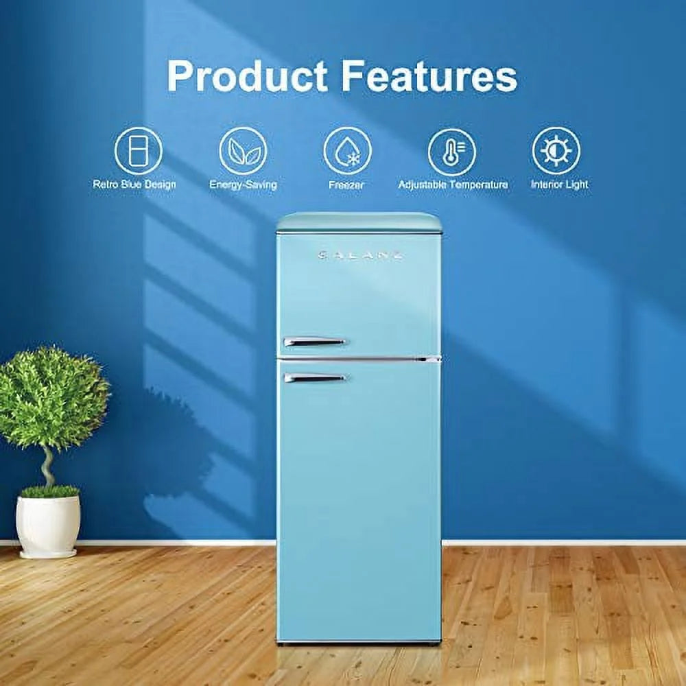 Galanz Top Mount Refrigerator 10.0 Cu Ft Blue 23.74 x 27.48 x 61.81 in - GLR10TBEEFR