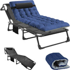 Slsy 5-Position Adjustable Folding Lounge Chair And Cot - 75.2" x 25.6" x 11.8"