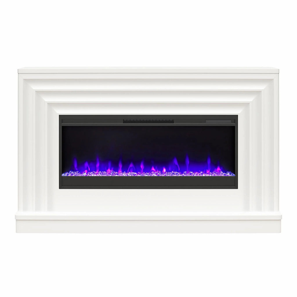 CosmoLiving by Cosmopolitan Electric Fireplace Mantel TV Stand, Black, 65 in, 42 in Insert - Rene