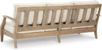 Signature Design by Ashley Clare View Outdoor Patio Eucalyptus Sofa With Cushions, Beige