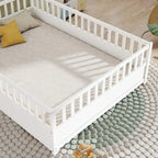 Montessori Children's Floor Bed With Support Slat, Twin / Full, Pine And Plywood