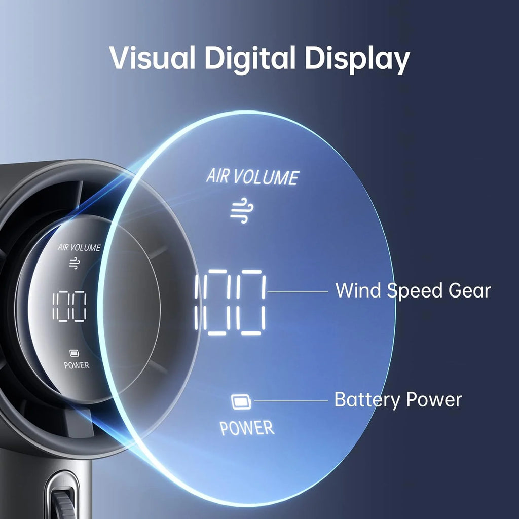 JISULIFE Handheld Turbo Fan, 5000mAh Rechargeable, 1-100 Speeds, Digital Display - Pro1S