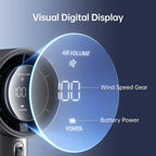 JISULIFE Handheld Turbo Fan, 5000mAh Rechargeable, 1-100 Speeds, Digital Display - Pro1S