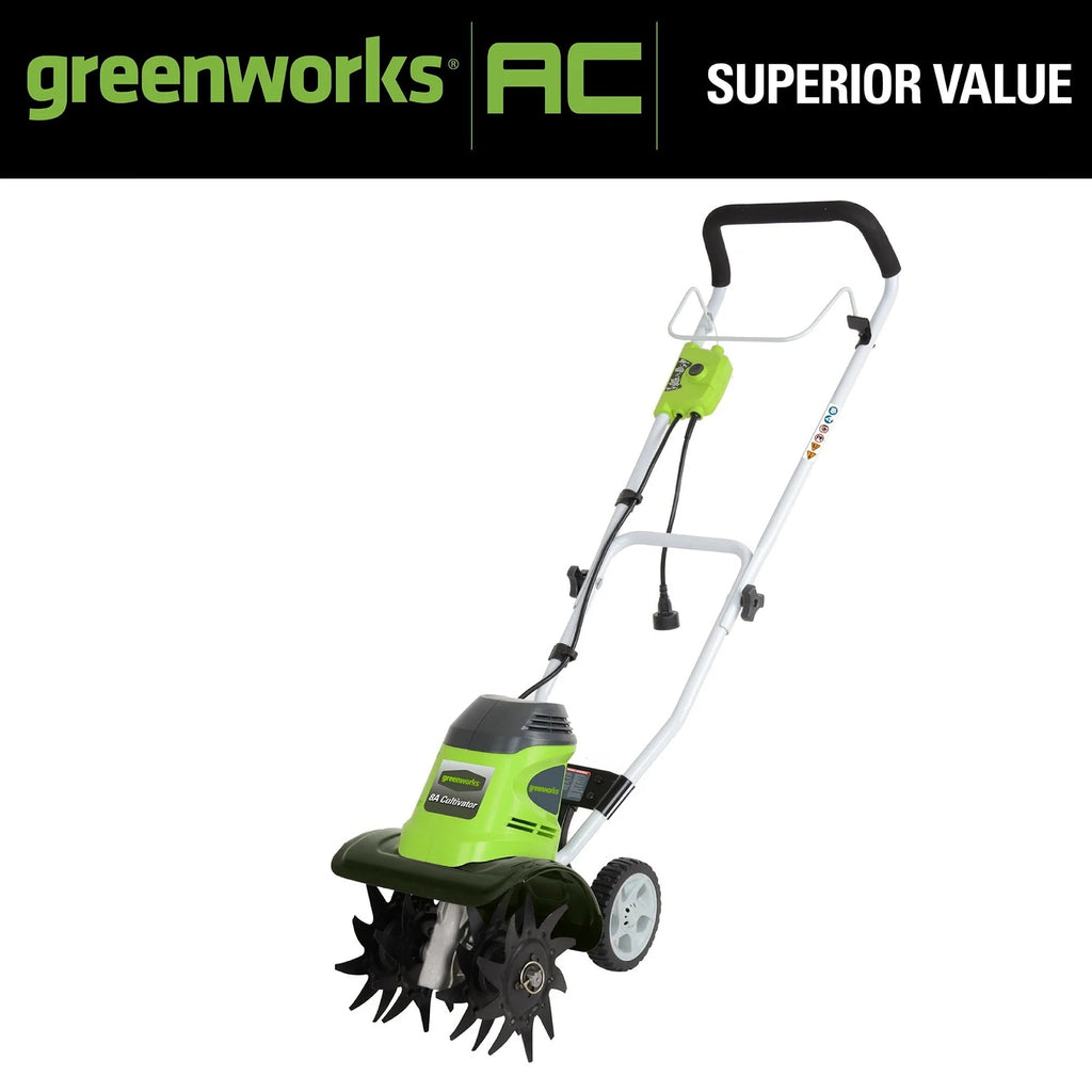 Greenworks Corded Electric Cultivator/Tiller, 8 Amp, 10-inch - 27072