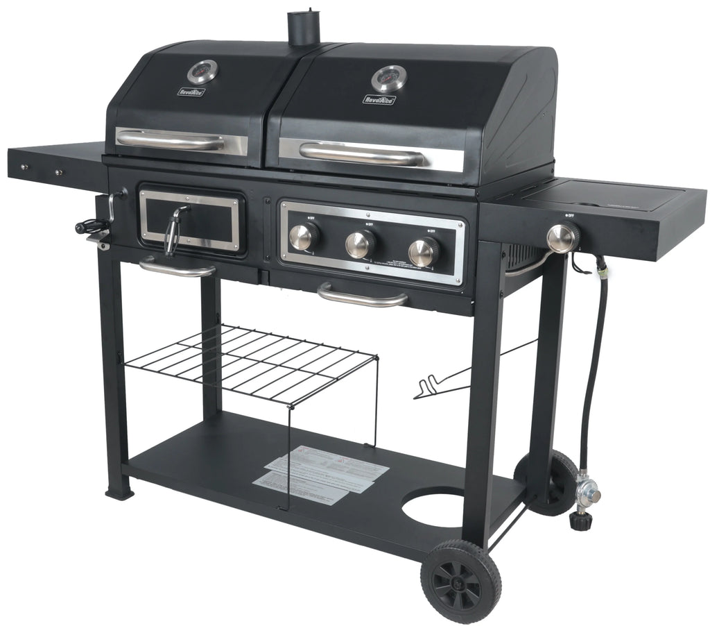 Dual Fuel Gas And Charcoal Combo Grill, Black With Stainless - GBC1793W