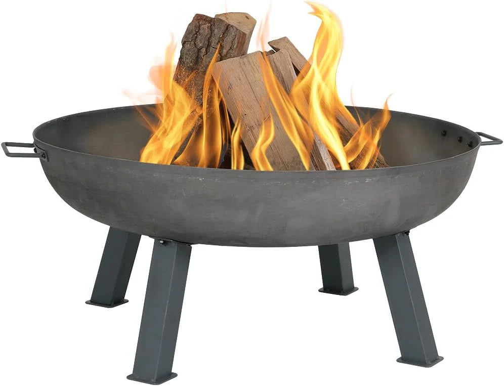 Sunnydaze Decor Rustic Cast Iron Outdoor Raised Fire Pit Bowl, 34-Inch, Rust - RCM-LG570