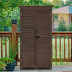MCombo Tall Garden Wood Storage Shed, Brown - 1.52 x 2.85 ft