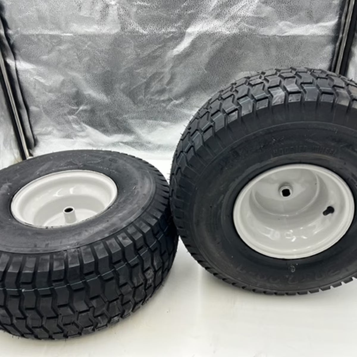 Lawn Mower Tire and Wheel Set Of 2, 20x8.00-8, Gray Rim, 3/4 Inch Axle, 2.90 Inch D-Drive Hub