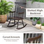 Costway Rubber Wood Rocking Chair, White, 22 x 32 x 44 in, 300 lbs